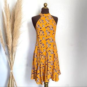 Kimchi Blue Dress Backless halter yellow floral